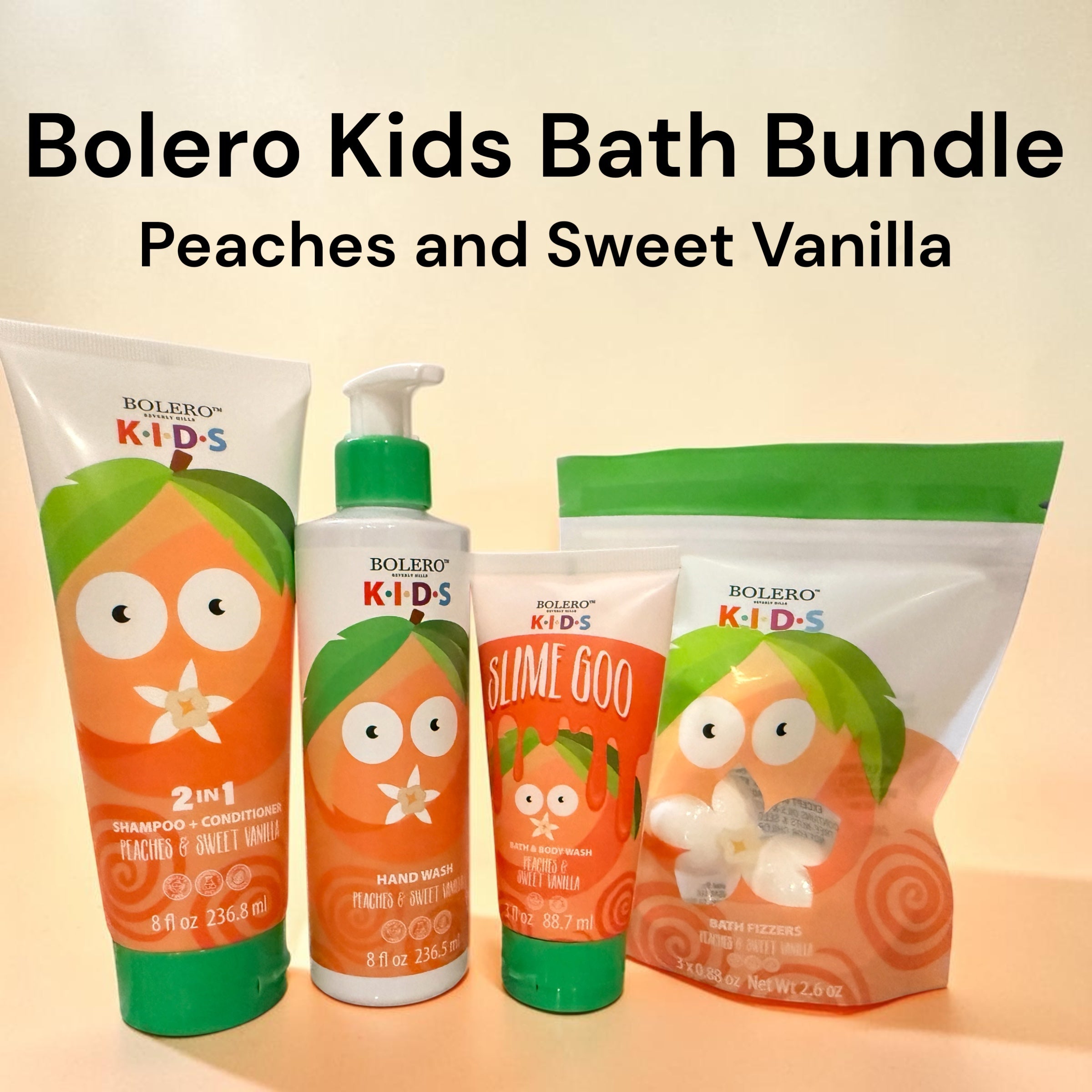 Bolero Kids Bath Bundle - Peaches and Sweet Vanilla