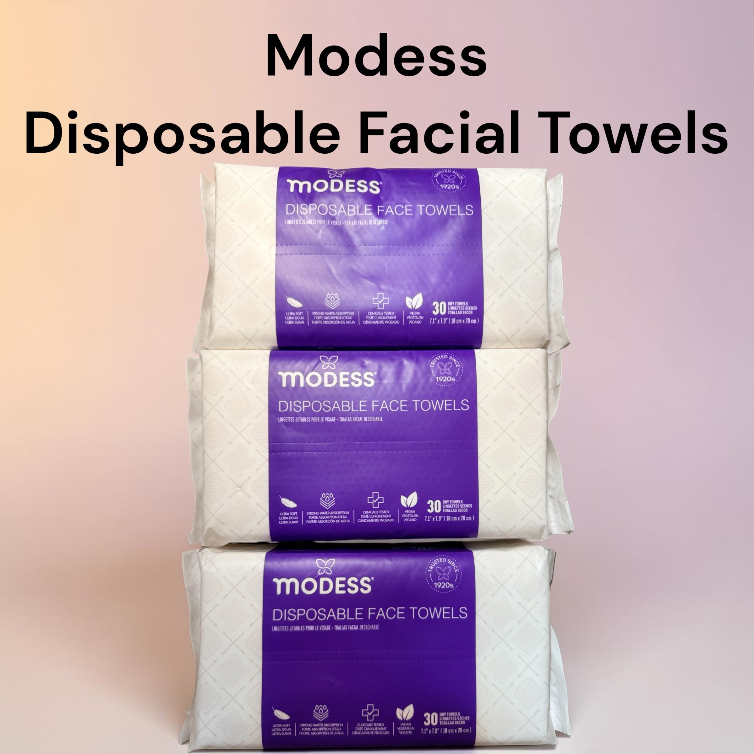 Modess Disposable Face Towels - 3 pack (30ct)