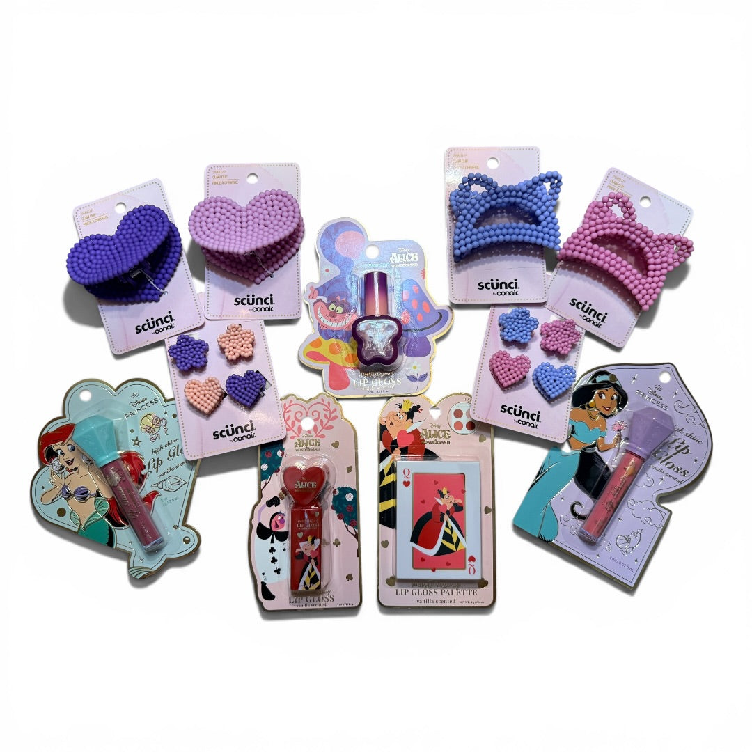 Scunci Hair Clips and Disney Lip Gloss Set